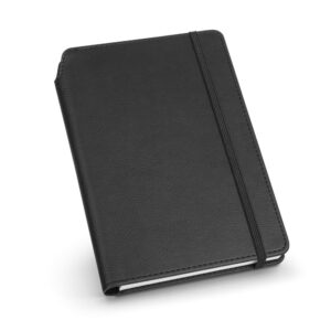 MORIAH. Bloco de notas A5 em PU com folhas pautadas, feitas de material certificado FSC™ e outros materiais controlados