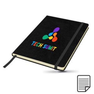 Kinylined Bloco de notas A5 pautado, com capa em cartão e bolsa