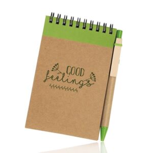 Recynote A6 Bloco de notas A6 em cartão, com esferográfica