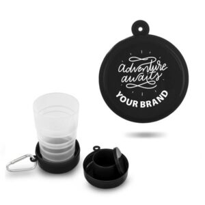 Foldcup Copo retrátil 200 ml, com mosquetão e compartimento para comprimidos