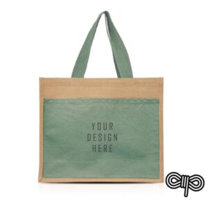 SunSet Saco em juta com Bolsa frontal 100% algodão
