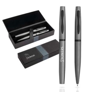 Mety Conjunto de esferográfica e roller em metal, estojo de oferta